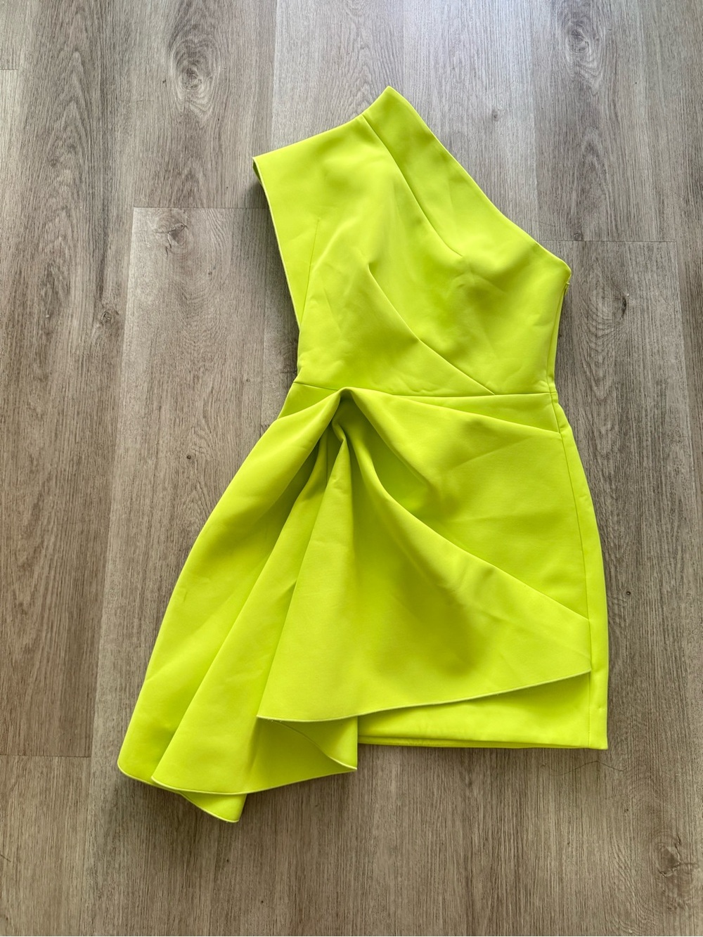 acler gowrie bright neon green one shoulder draped mini party dress size XS NEW